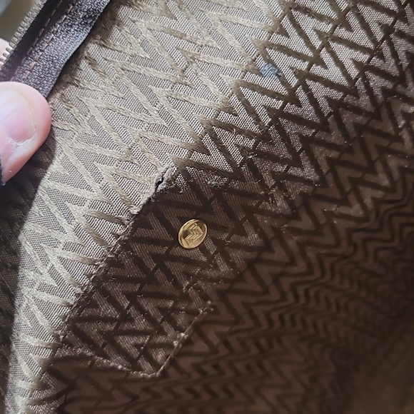 💰AUTHENTIC MARIO VALENTINO "V" LOGO LARGE TRAVEL TOTE BAG PVC/LEATHER BROWN GUC - Picture 15 of 17